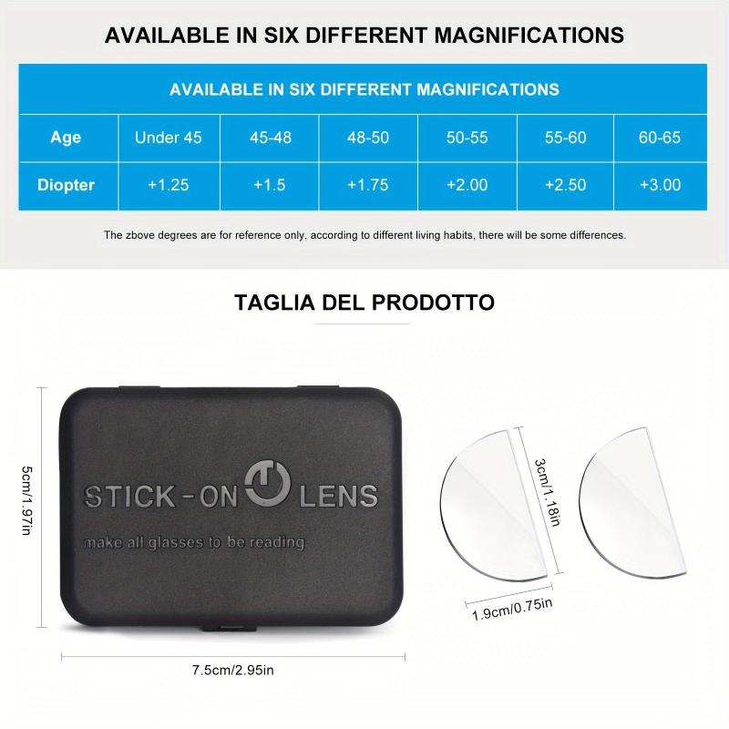 Adhesive Double Focus Lenses for Sunglasses, Goggles, Glasses