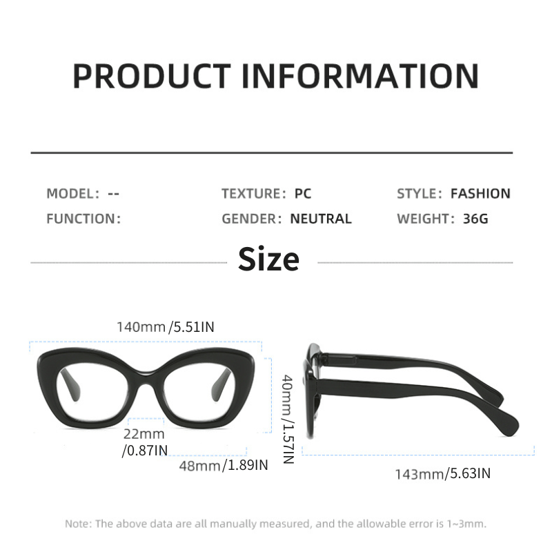 Plastic Frame Light Blocking Lens Oprah Style Glasses