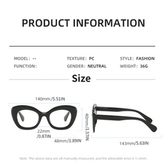 Plastic Frame Light Blocking Lens Oprah Style Glasses