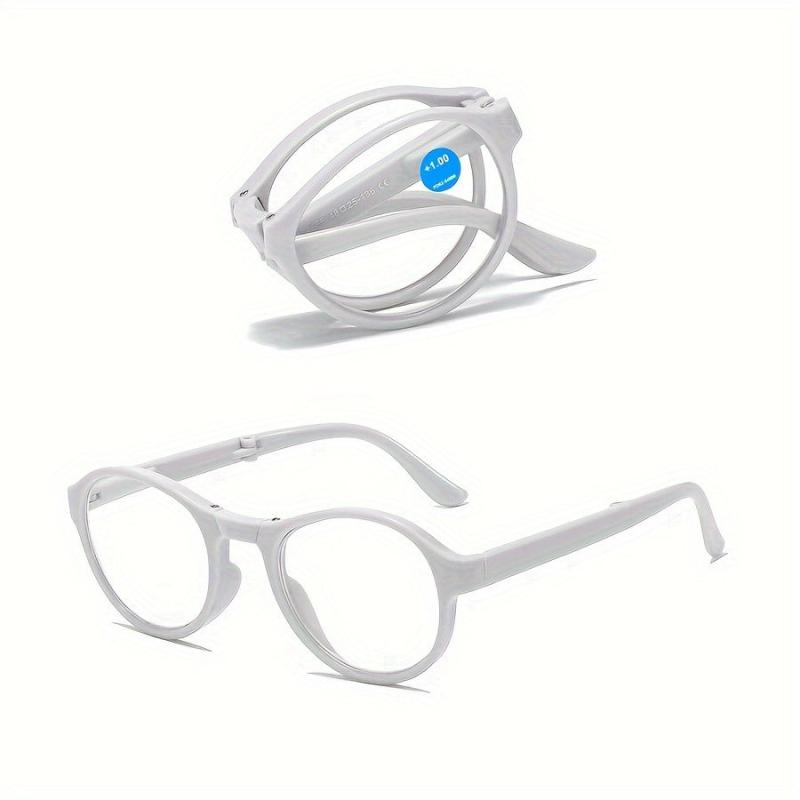 Stylish Portable Round Frame Reading Glasses with Spring Legs & Dust-proof Box