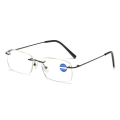 Metal Frame Rimless Light Blocking Reading Glasses