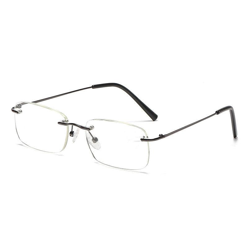 Metal Frame Rimless Light Blocking Reading Glasses