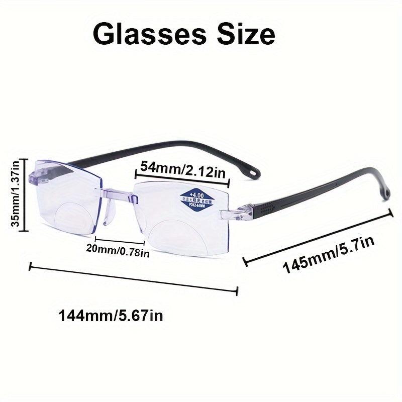 Rimless Bifocal Progressive Reading Glasses for Men