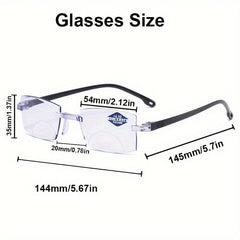 Rimless Bifocal Progressive Reading Glasses for Men