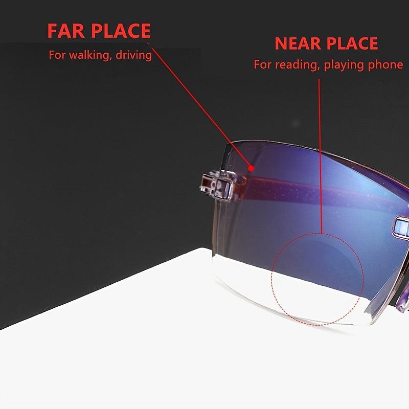 Rimless Bifocal Progressive Reading Glasses for Men
