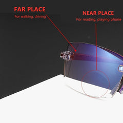 Rimless Bifocal Progressive Reading Glasses for Men