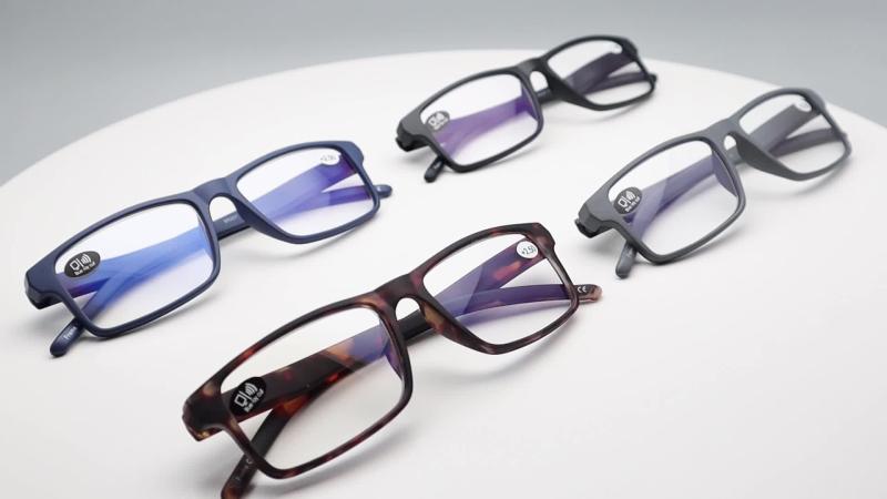 4 Pack Light Blocking Glasses Rectangular Frame Computer Eyeglasses
