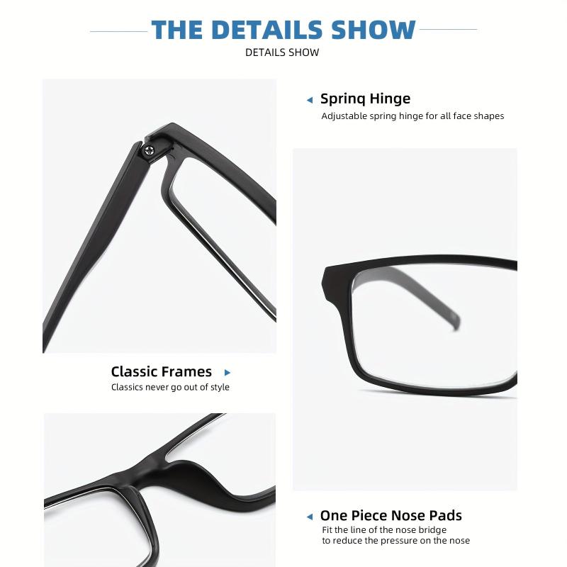 4 Pack Light Blocking Glasses Rectangular Frame Computer Eyeglasses