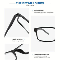 4 Pack Light Blocking Glasses Rectangular Frame Computer Eyeglasses