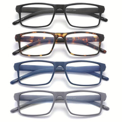 4 Pack Light Blocking Glasses Rectangular Frame Computer Eyeglasses