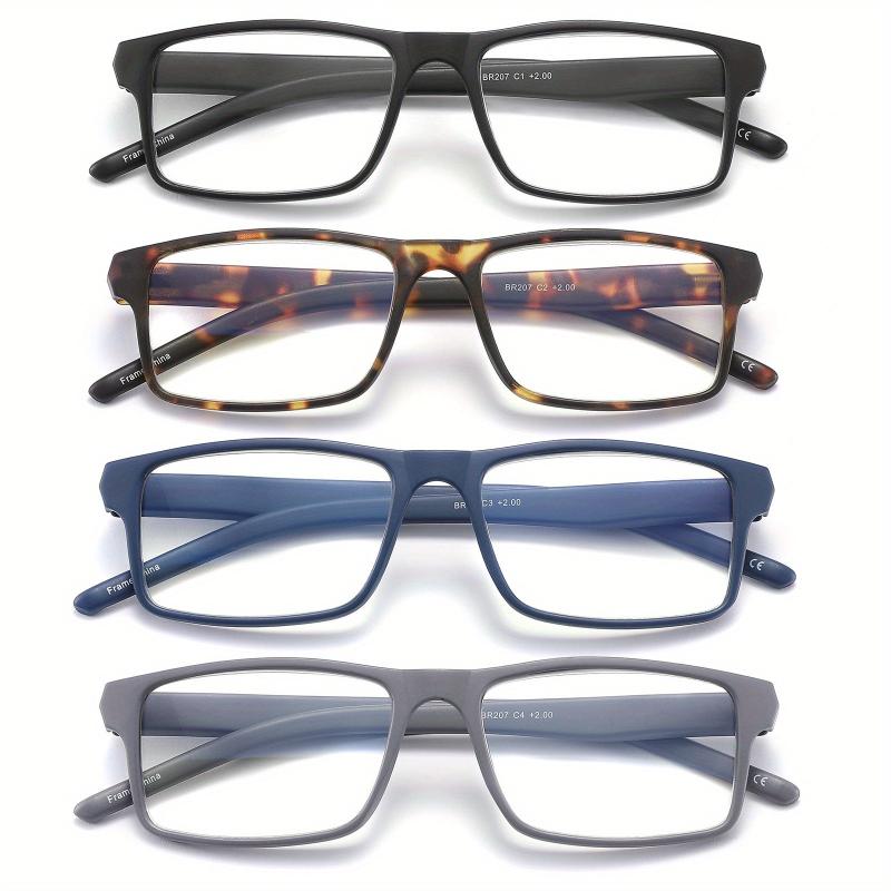 4 Pack Light Blocking Glasses Rectangular Frame Computer Eyeglasses