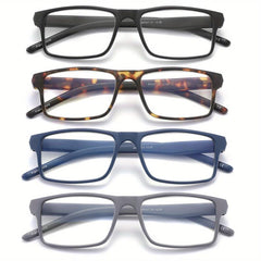 4 Pack Light Blocking Glasses Rectangular Frame Computer Eyeglasses