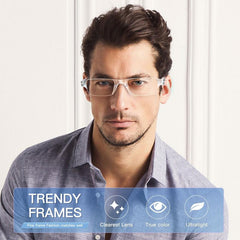 Light Blocking Rectangle Reading Glasses Computer Eyewear