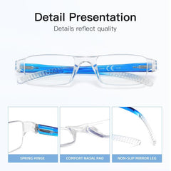 Light Blocking Rectangle Reading Glasses Computer Eyewear
