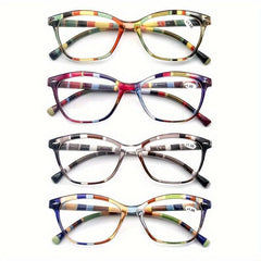 4Pack Women Reading Glasses Cat Eye Pattern Lightweight Blacking Glasses