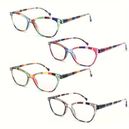 4Pack Women Reading Glasses Cat Eye Pattern Lightweight Blacking Glasses