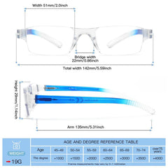 Rectangle Light Blocking Reading Glasses Unibody Stylish Eyeglasses