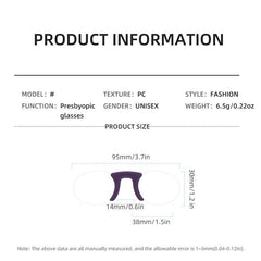 Round Frame Small Lens Nose Lens with Case No Glass Temple Presbyopia
