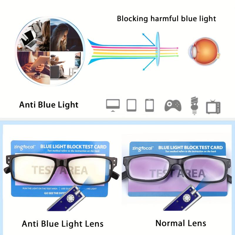 5Packs Round Shape Light Blocking Reading Glasses Spring Hinge Readers