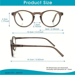 5Packs Round Shape Light Blocking Reading Glasses Spring Hinge Readers