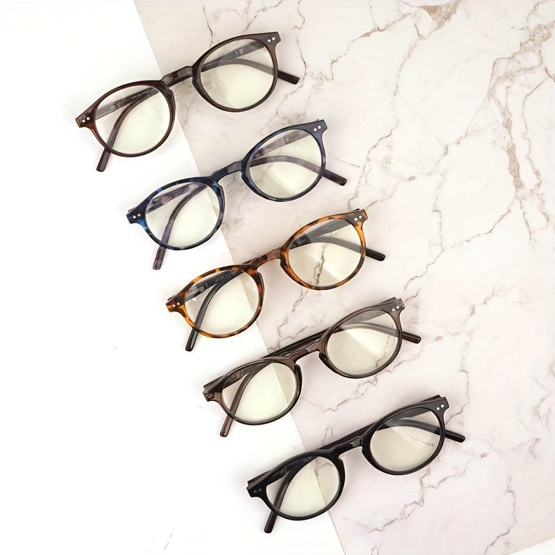 5Packs Round Shape Light Blocking Reading Glasses Spring Hinge Readers