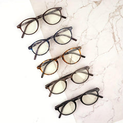 5Packs Round Shape Light Blocking Reading Glasses Spring Hinge Readers