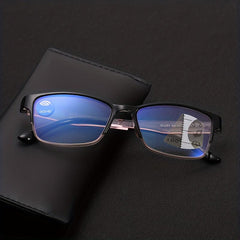 Squared Frame Progressive Lens Light Blocking Reading Glasses
