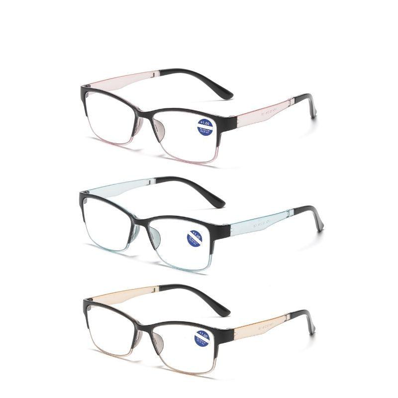 Flexible Frame Squared Light Blocking Lens Reading Glasses