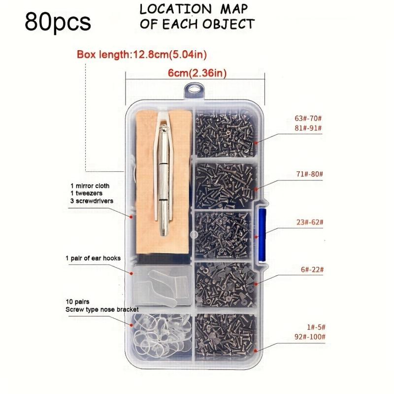 Glasses Repair Kit 250pcs - Nose Holders, Screwdriver - Repair Products