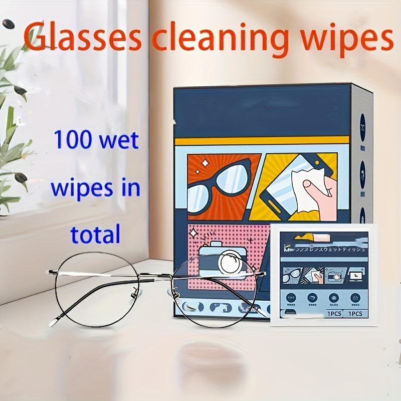 100pcs Eyeglasses Lens Wipes, Eyeglass Cleaner, Glasses Wipe