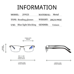 Metal Frame Light Blocking Spring Hinges Reading Glasses