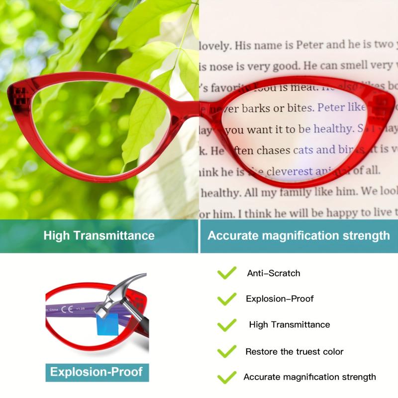 Women's Rhinestone Cat Eye Reading Glasses with Light Blocking