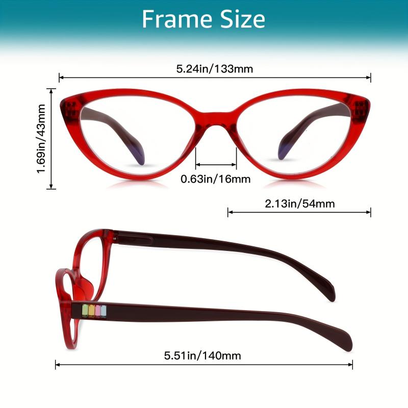 Women's Rhinestone Cat Eye Reading Glasses with Light Blocking