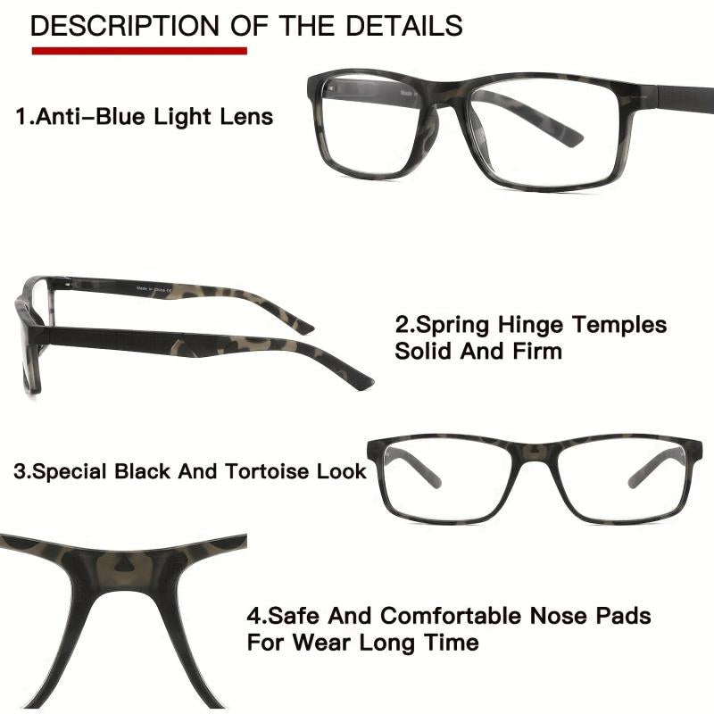 4pcs Reading Glasses Light Blocking Men Women Spring Hinge Computer Eyeglasses