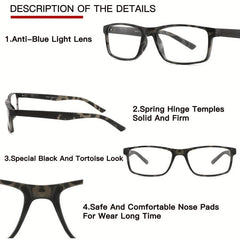 4pcs Reading Glasses Light Blocking Men Women Spring Hinge Computer Eyeglasses