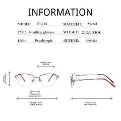 Metal Half Rim Round Lens Light Blocking Presbyopia Corrective Eyeglasses