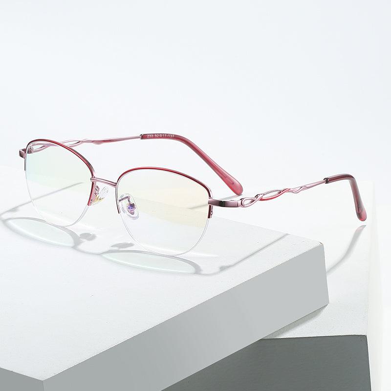 Metal Half Rim Round Lens Light Blocking Presbyopia Corrective Eyeglasses