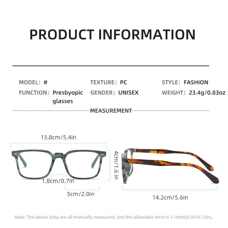 Squared Frame PC Temples Colorful Spring Hinges Eyeglasses