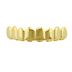 18K Plated Teeth Grillz Bronze Smooth 8 Teeth Upper And Lower Grills Set