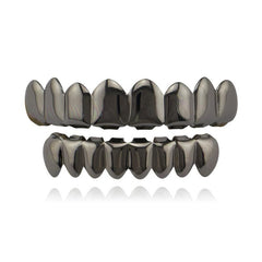 18K Plated Teeth Grillz Bronze Smooth 8 Teeth Upper And Lower Grills Set
