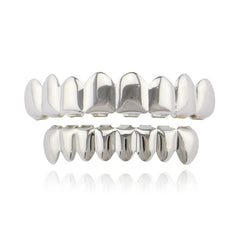 18K Plated Teeth Grillz Bronze Smooth 8 Teeth Upper And Lower Grills Set