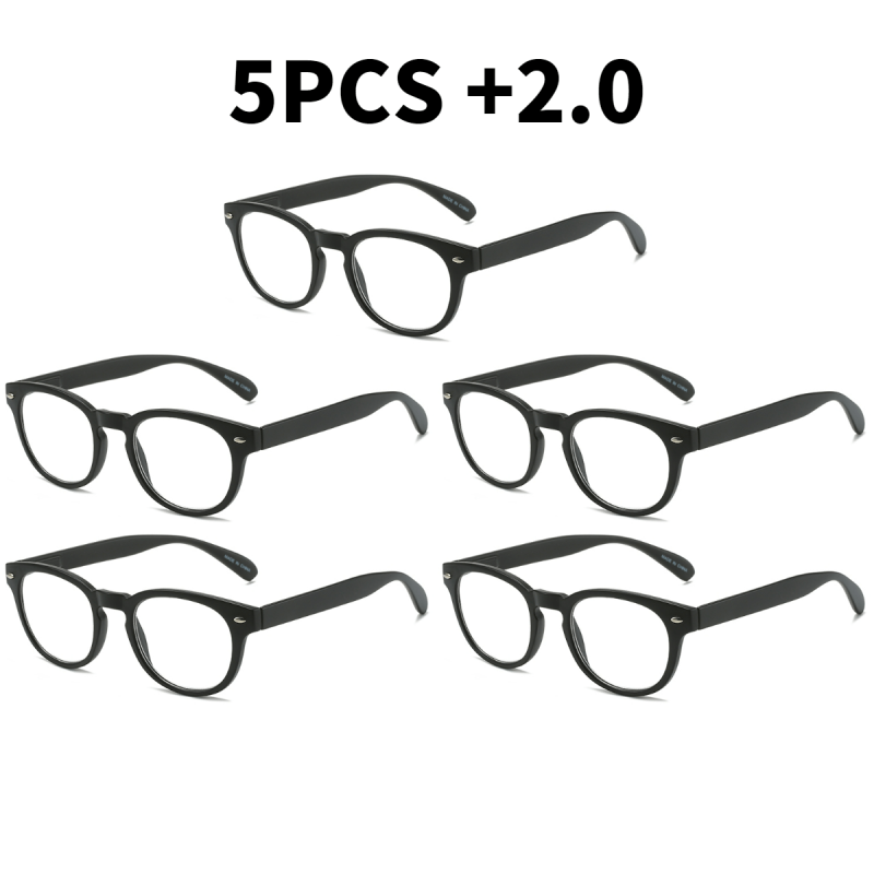 5pcs Spring Hinge Plastic Frame Reading Glasses For Men And Women