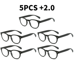 5pcs Spring Hinge Plastic Frame Reading Glasses For Men And Women