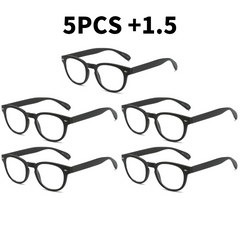 5pcs Spring Hinge Plastic Frame Reading Glasses For Men And Women