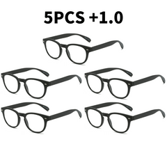 5pcs Spring Hinge Plastic Frame Reading Glasses For Men And Women