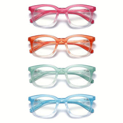 4pcs Women's Funky Reading Glasses Light Blocking