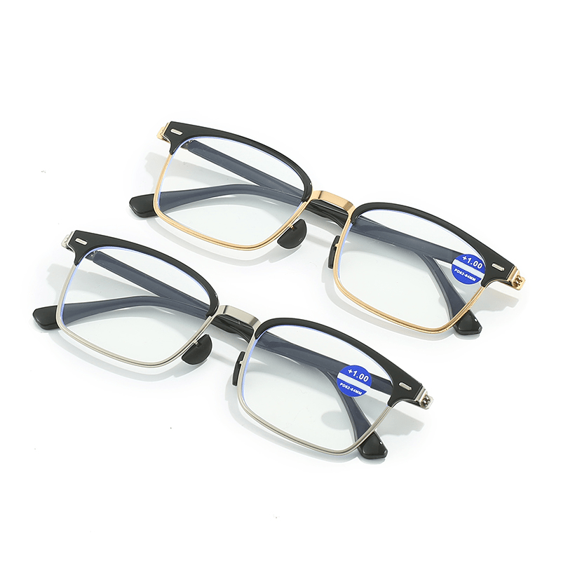 Metal Full Rim Frame Light Blocking Presbyopia Corrective Eyeglasses