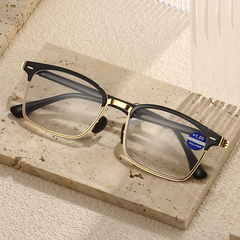 Metal Full Rim Frame Light Blocking Presbyopia Corrective Eyeglasses