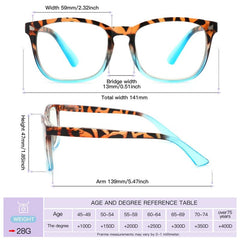 Square Light Blocking Reading Glasses for Women Men