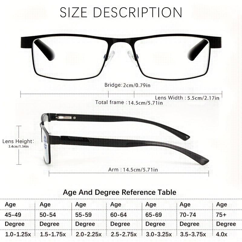 4-Pack Metal Spring Hinges Reading Glasses Anti Eye Fatigue Readers